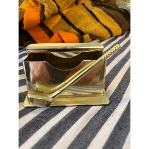 Vintage 1988 Applause Brass Golf Club Business Card Holder Desk Accessory 22208
